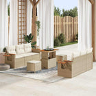Tuinbankenset poly rattan 179x179x85 cm beige crème