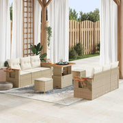 Tuinbankenset poly rattan 179x179x85 cm beige crème