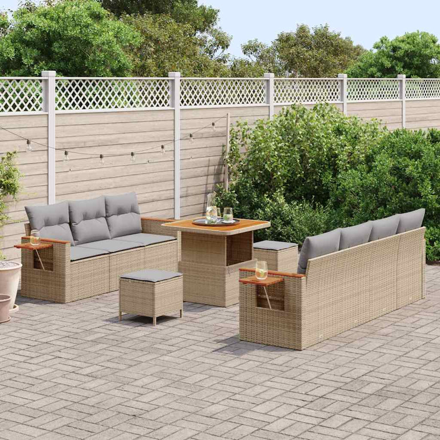Tuinbankenset 13 pcs Beige en Licht Grijs poly rattan