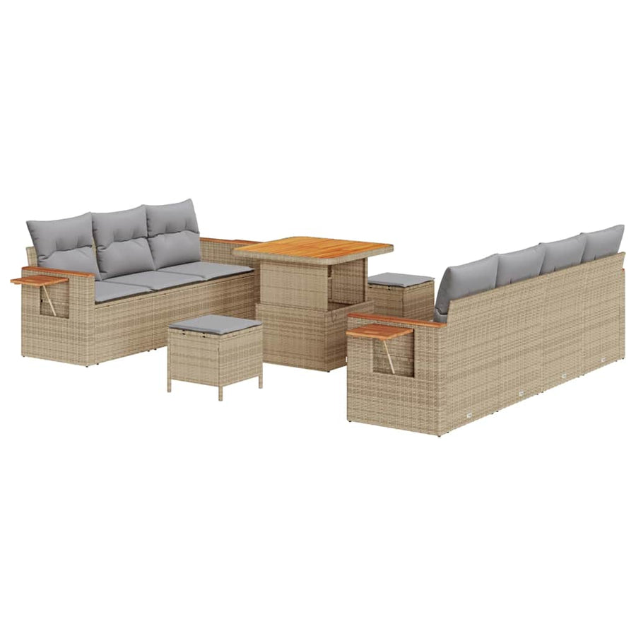 Tuinbankenset 13 pcs Beige en Licht Grijs poly rattan