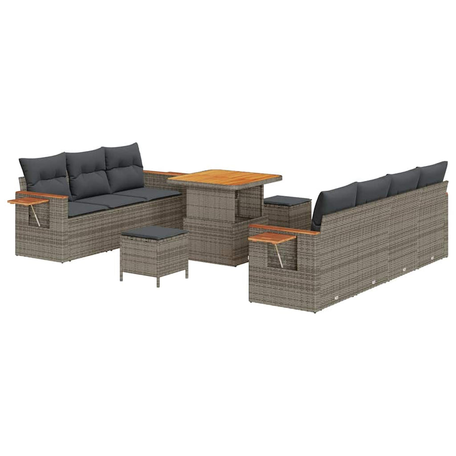 Tuinbankenset met kussen 13 pcs Grijs poly rattan