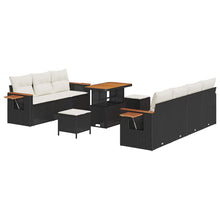 Tuinbankenset met kussen 13 pcs Zwart en Crème poly rattan