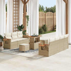 Garden bench set with cushion 13 pcs Beige and Cream poly rattan