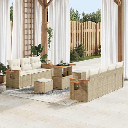 Tuinbankenset met kussen 13 pcs Beige en Crème poly rattan