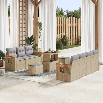 Tuinbankenset 13 pcs Beige en Licht Grijs poly rattan