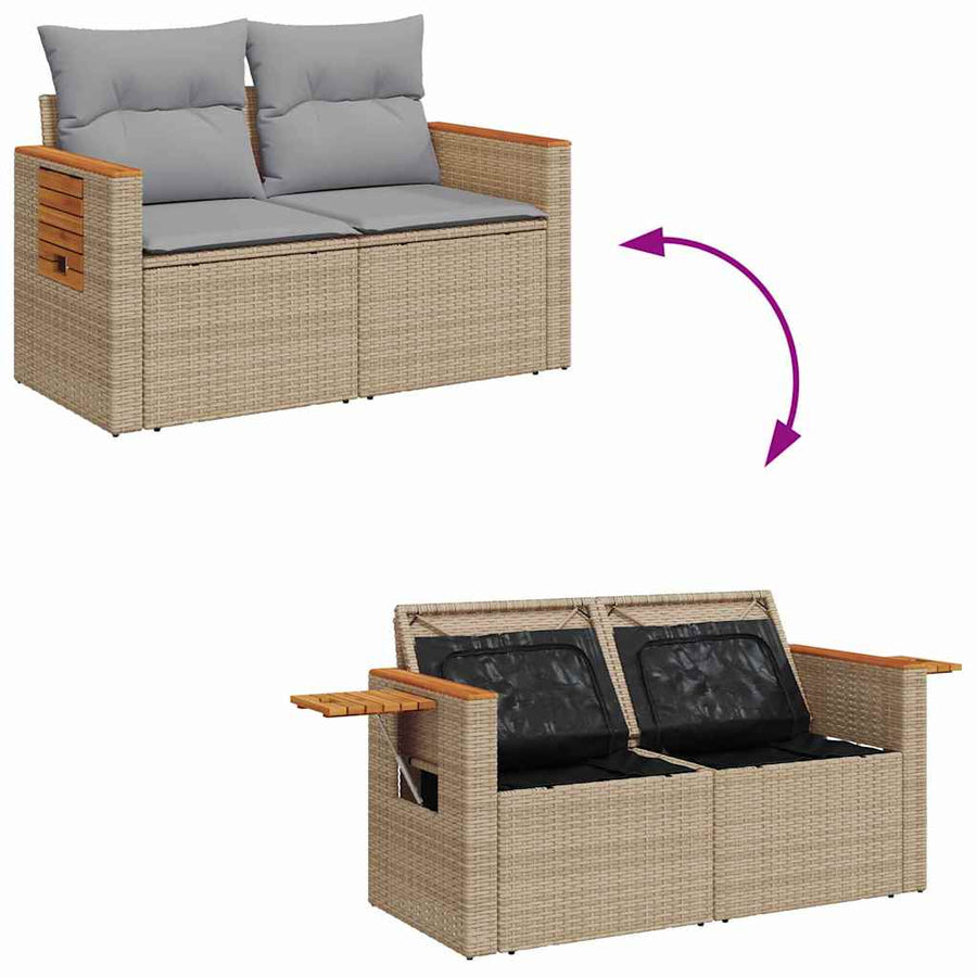 Tuinbankenset 13 pcs Beige en Licht Grijs poly rattan