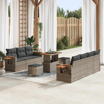 Tuinbankenset met kussen 13 pcs Grijs poly rattan