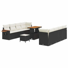 Tuinbankenset met kussen 12 pcs Zwart en Crème poly rattan