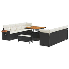 Tuinbankenset met kussen 12 pcs Zwart en Crème poly rattan