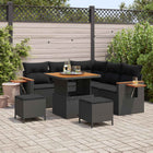 Loungebankenset poly rattan 9-delig zwart