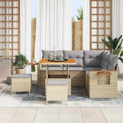 Tuin Sofa Set met kussen met opslag Beige Poly riet