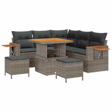 Tuinbankenset met kussen 9 pcs Grijs poly rattan