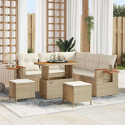 Modulaire tuinbankenset poly rattan acaciahout beige
