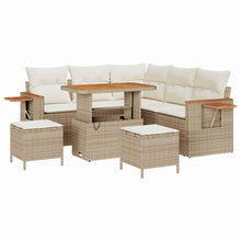 Tuinbankenset met kussen 9 pcs Beige en Crème poly rattan