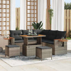 Tuinbankenset poly rattan grijs 9 pcs