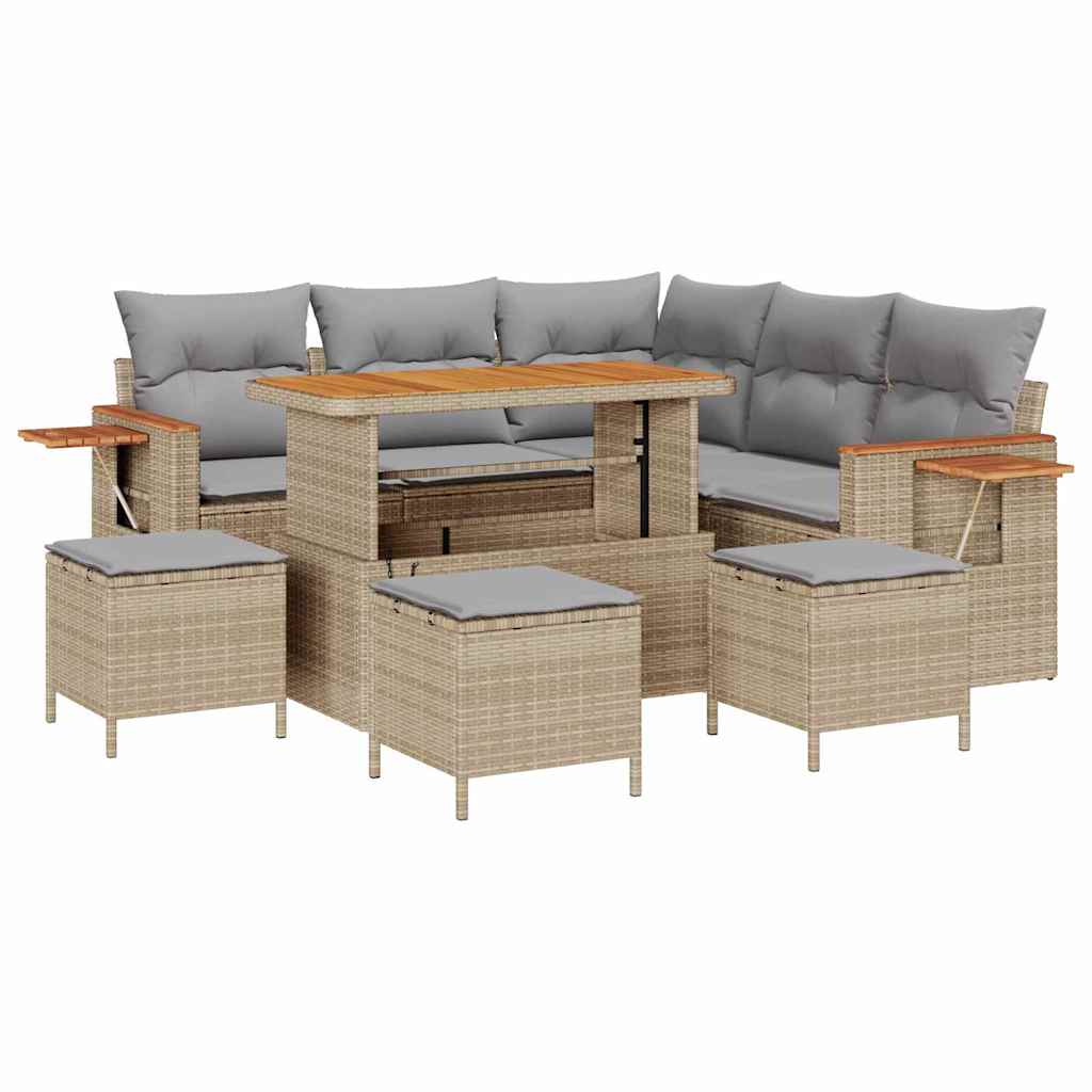 Tuin Sofa Set met kussen met opslag Beige Poly riet