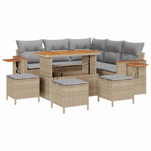 Tuin Sofa Set met kussen met opslag Beige Poly riet