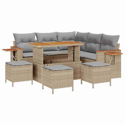 Tuin Sofa Set met kussen met opslag Beige Poly riet