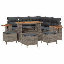 Tuinbankenset met kussen 10 pcs Grijs poly rattan