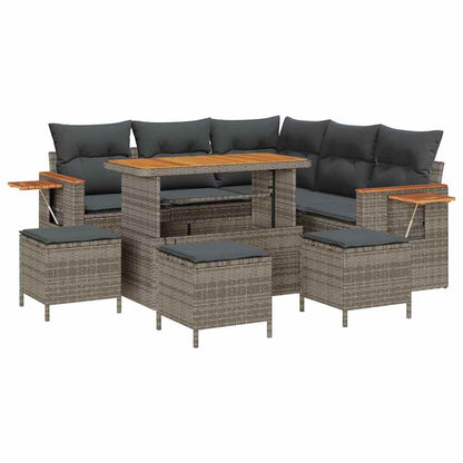 Tuinbankenset met kussen 10 pcs Grijs poly rattan