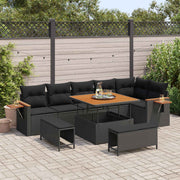 Tuinbankenset poly rattan 289x192x85 cm zwart