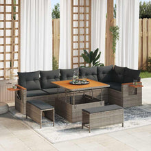 Tuinbankenset met kussen 11 pcs Grijs poly rattan