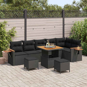 Tuinbankenset poly rattan 289x164x85 cm zwart