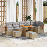 Tuinbankenset 11-delig poly rattan beige lichtgrijs