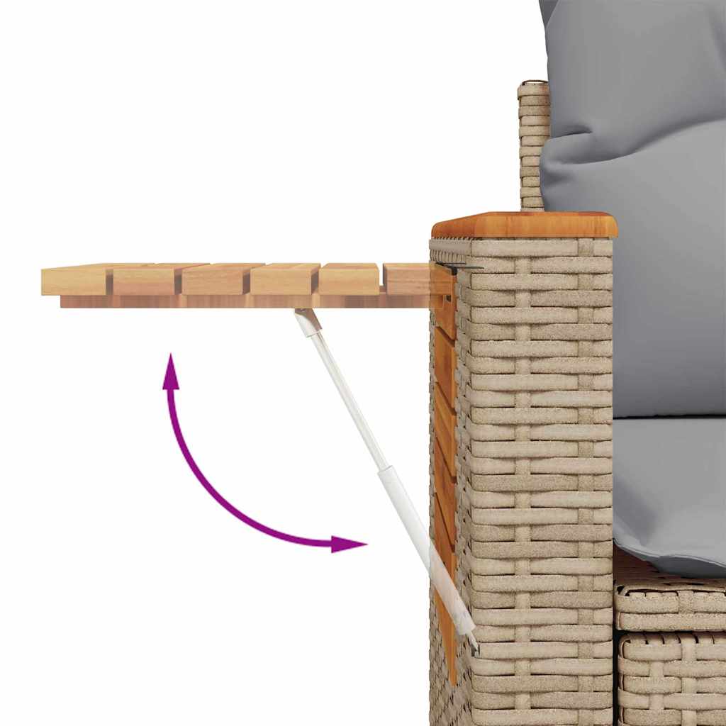 Tuinbankenset 11 Pcs En Licht Grijs Poly Rattan 80 cm tafellengte beige en lichtgrijs
