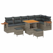 Tuinbankenset met kussen 11 pcs Grijs poly rattan