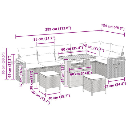 Tuinbankenset met kussen 11 pcs Zwart poly rattan