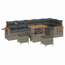 Tuinbankenset met kussen 11 pcs Grijs poly rattan