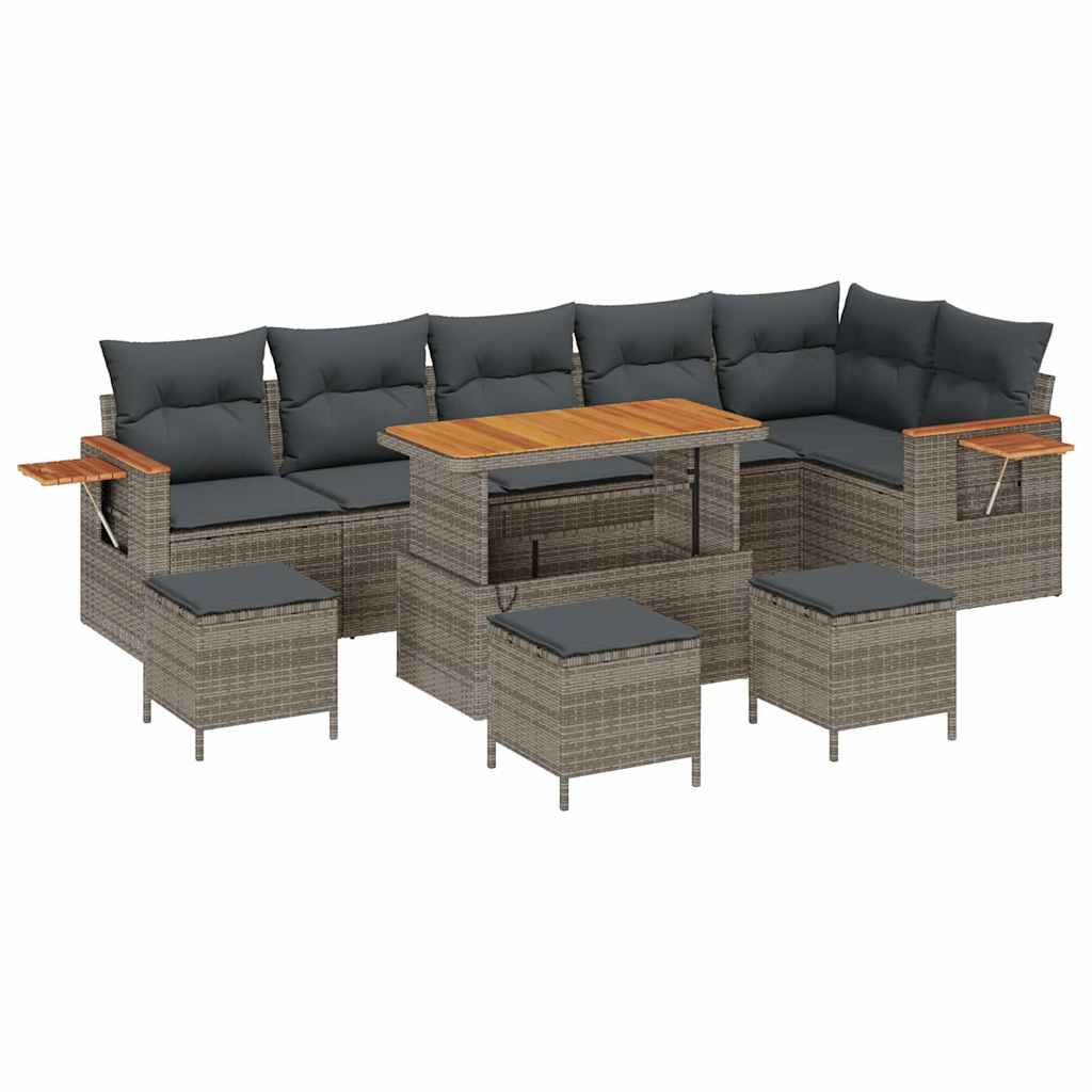 Tuinbankenset met kussen 12 pcs Grijs poly rattan