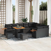 Tuinbankenset poly rattan zwart 13-delig