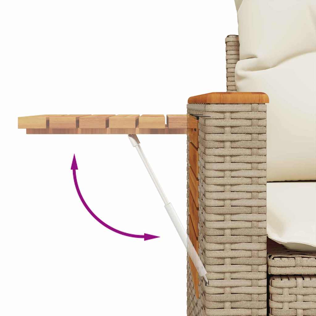 Tuinbankenset met kussen 13 pcs Beige en Crème poly rattan