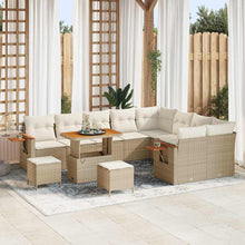 Tuinbankenset met kussen 13 pcs Beige en Crème poly rattan