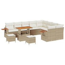 Tuinbankenset met kussen 13 pcs Beige en Crème poly rattan