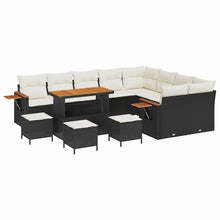 Tuinbankenset met kussen 14 pcs Zwart en Crème poly rattan