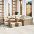 Tuinbankenset poly rattan acaciahout beige 110x55x71 cm