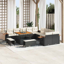 Tuinbankenset met kussen 17 pcs Zwart en Crème poly rattan