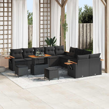 Tuinbankenset met kussen 17 pcs Zwart poly rattan