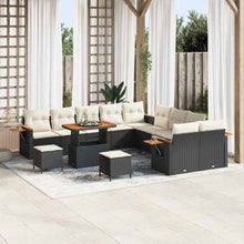 Tuinbankenset met kussen 17 pcs Zwart en Crème poly rattan