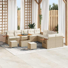 Tuinbankenset met kussen 17 pcs Beige en Crème poly rattan