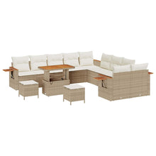 Tuinbankenset met kussen 17 pcs Beige en Crème poly rattan