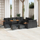 Modulaire tuin loungeset poly rattan zwart 289x289x85 cm