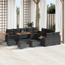Tuinbankenset met kussen 18 pcs Zwart poly rattan