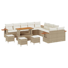 Tuinbankenset met kussen 18 pcs Beige en Crème poly rattan