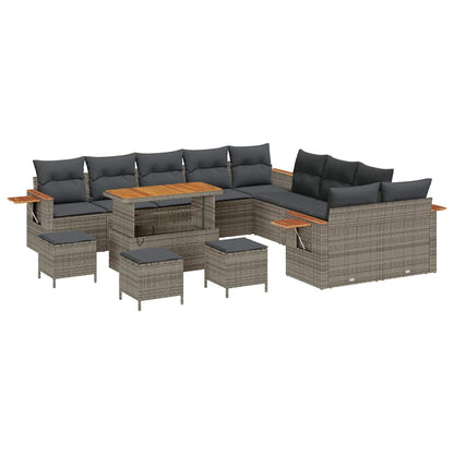 Tuinbankenset met kussen 18 pcs Grijs poly rattan