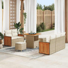 Tuinbankenset poly rattan beige 10-delig