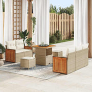 Tuinbankenset poly rattan beige 10-delig